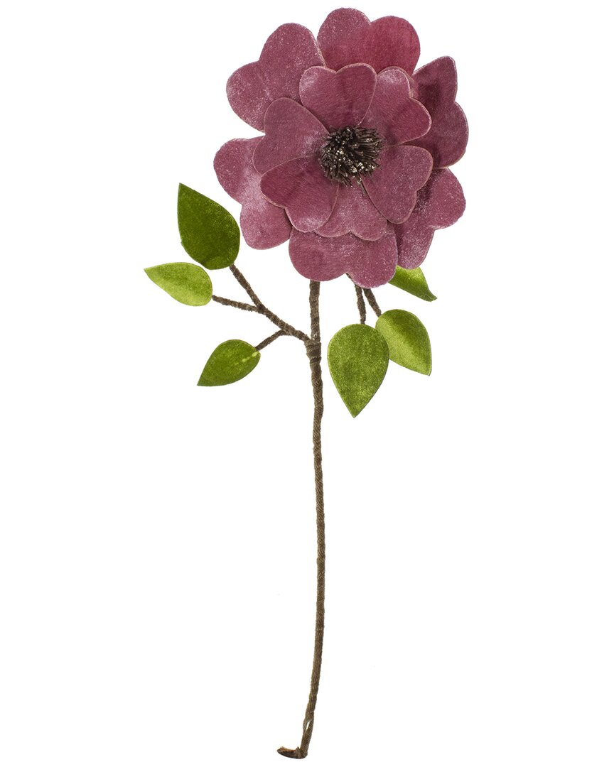 Northern Lights Northlight 21.5in Pink Heart Flower With Stem And Leaves Christmas Pick In Pink