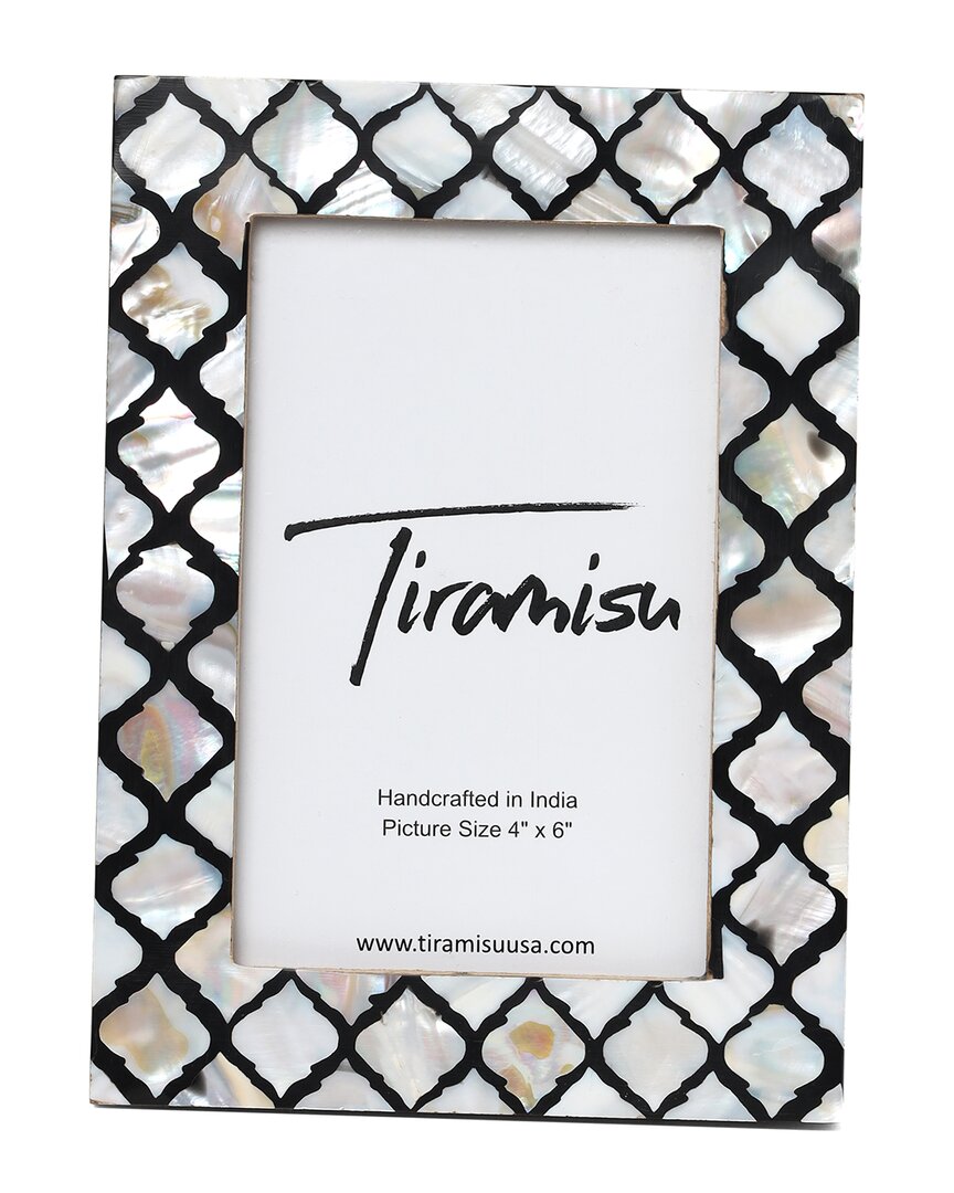 Tiramisu Mother Of Pearl Picture Frame - Geometric Pattern In Ivory