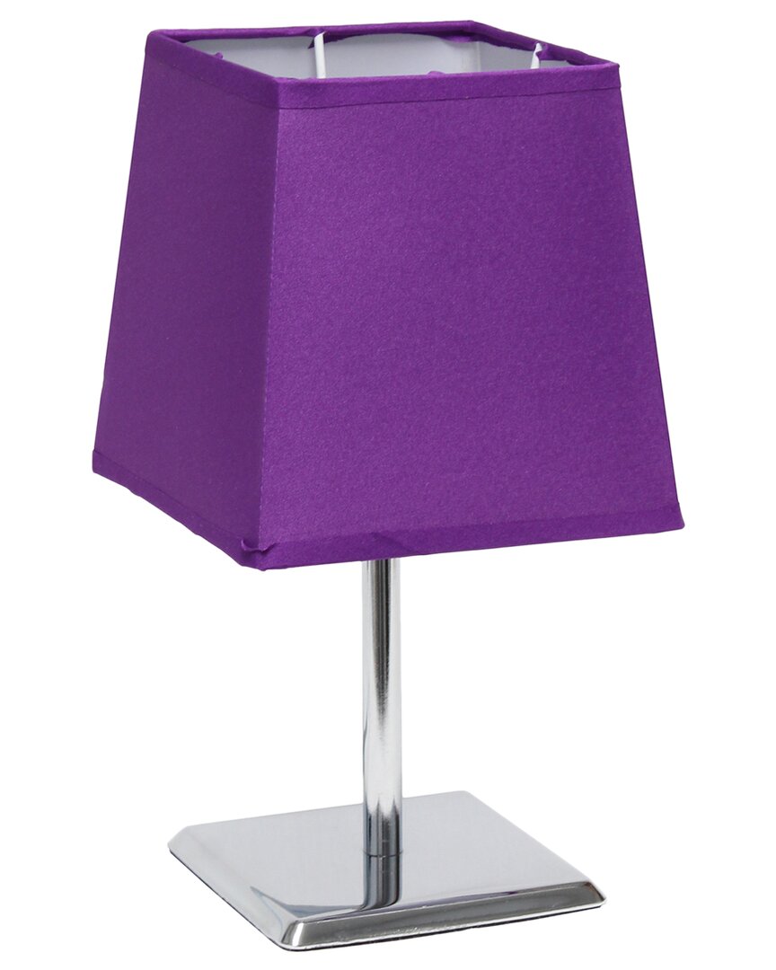 Lalia Home Laila Home Mini Chrome Table Lamp With Squared Empire Fabric Shade In Purple