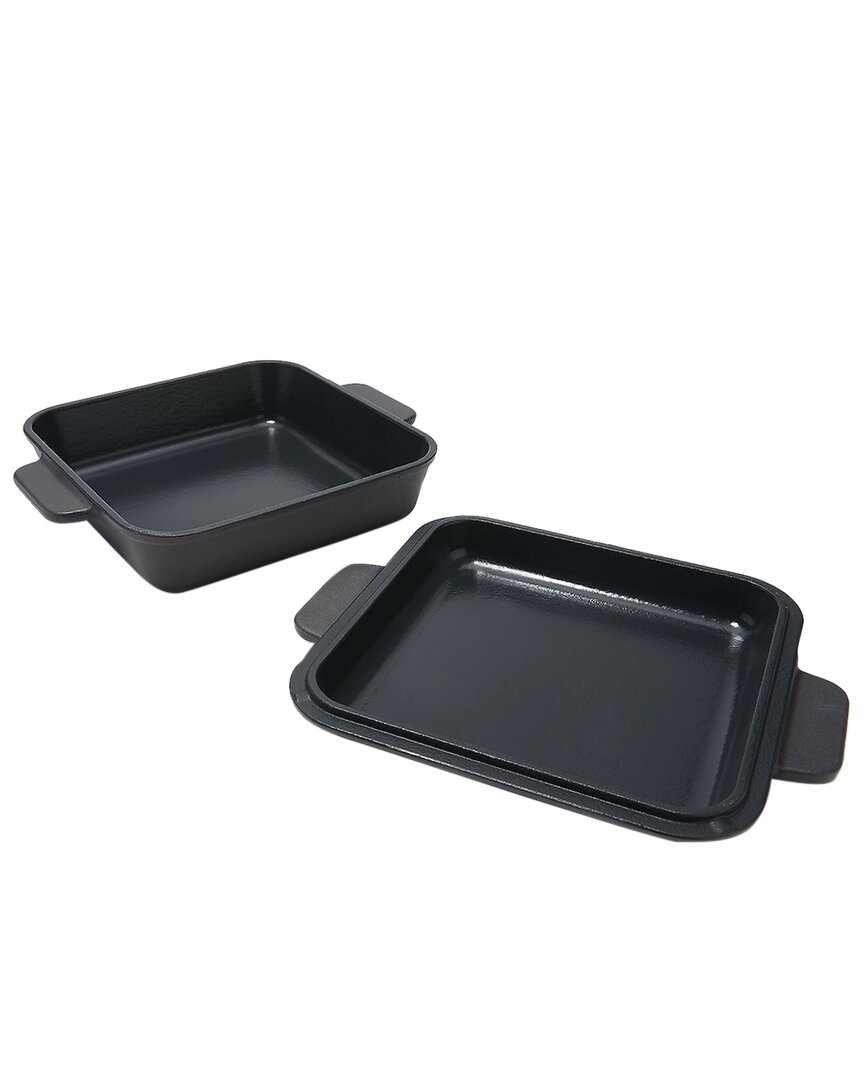 Shop True & Tidy 8 X 8 Nonstick Cast Iron Baker With Cover In Black