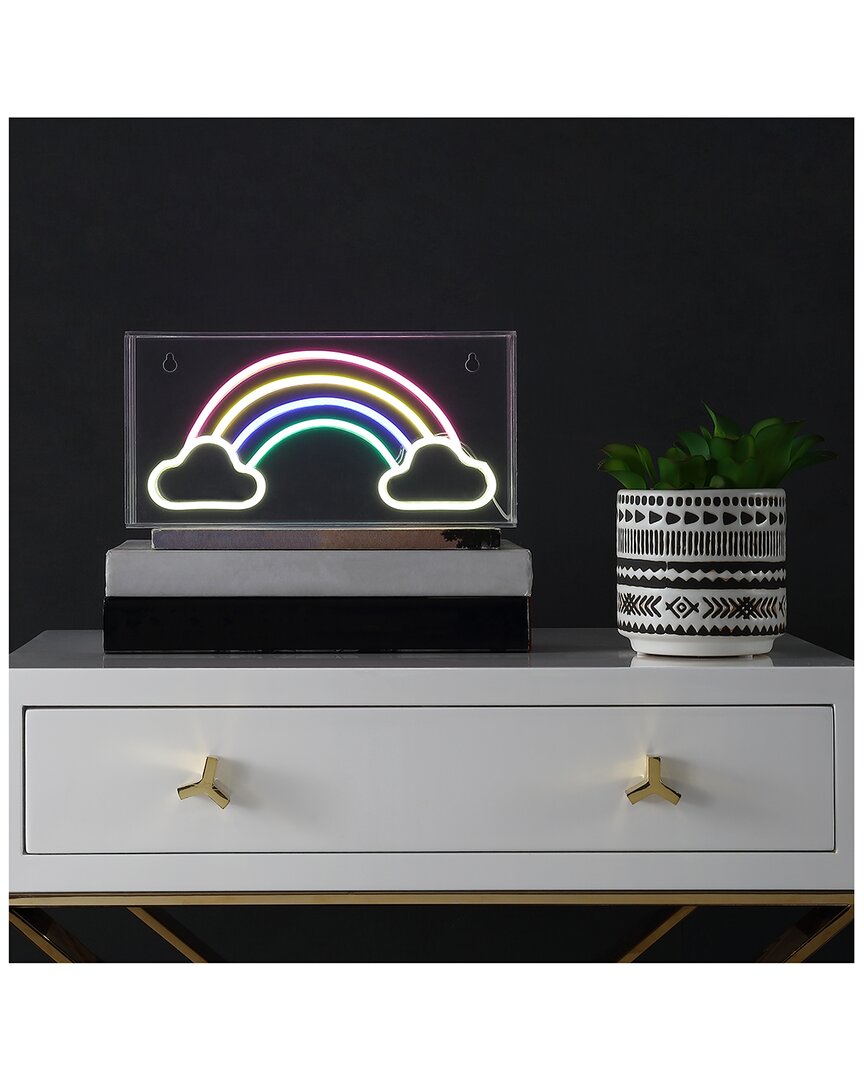 Jonathan Y Rainbow Glam Acrylic Box Usb Operated Led Neon Light In Multi