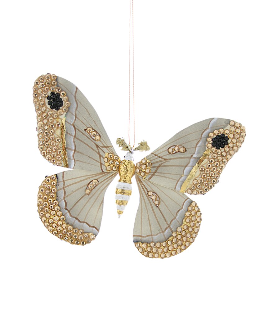 Cody Foster & Co. Jeweled Moth Gold Ornament In Multicolor