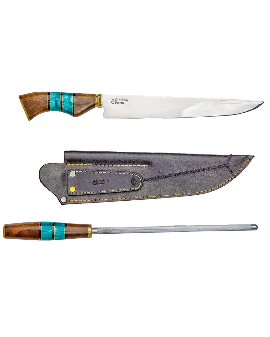 Brazilian Flame 10in Traditional Line Knife With Sharpener