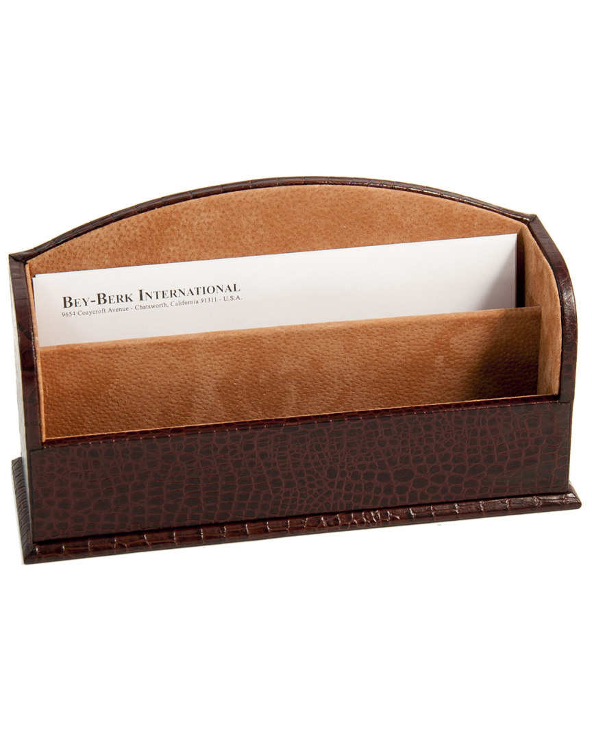 Bey-berk Croco Leather 2-section Letter Rack