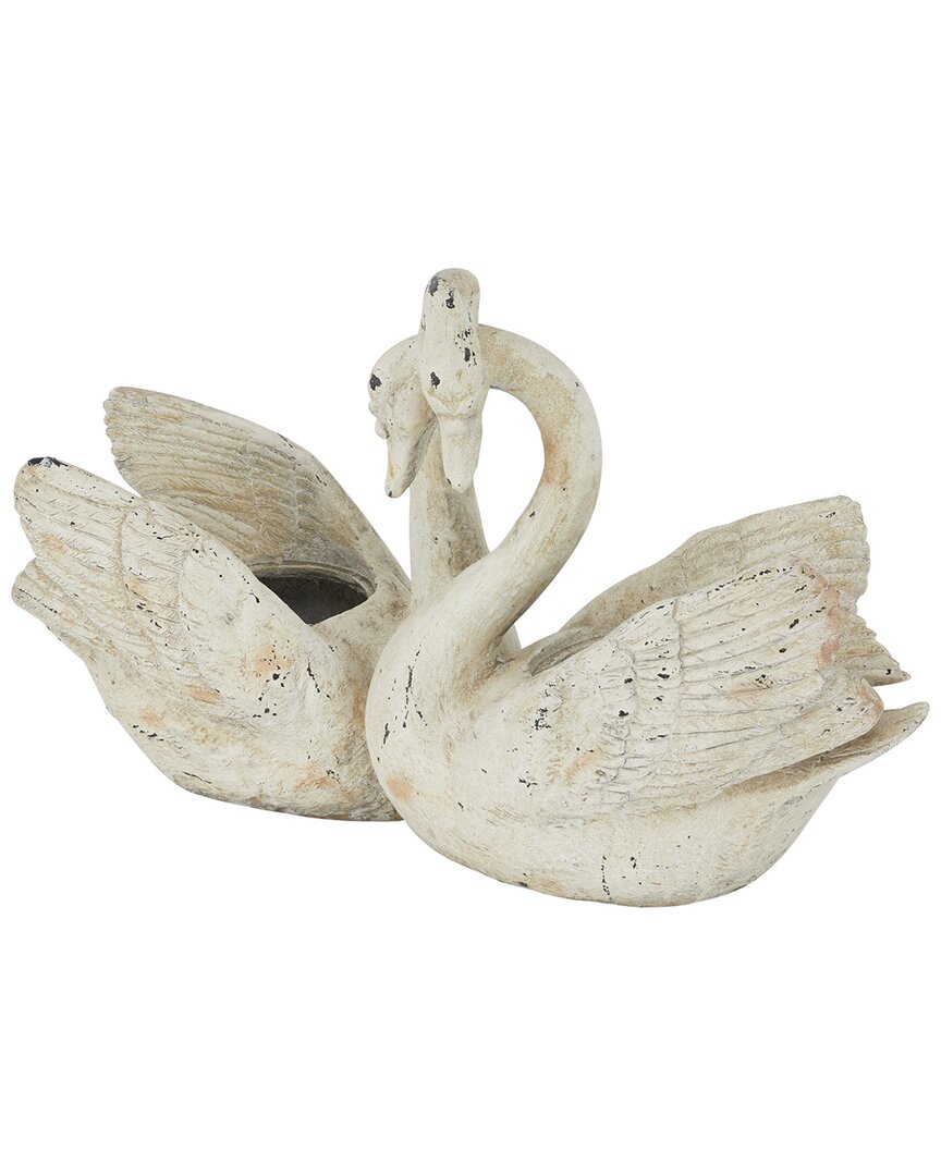 Peyton Lane Swan Planter In White