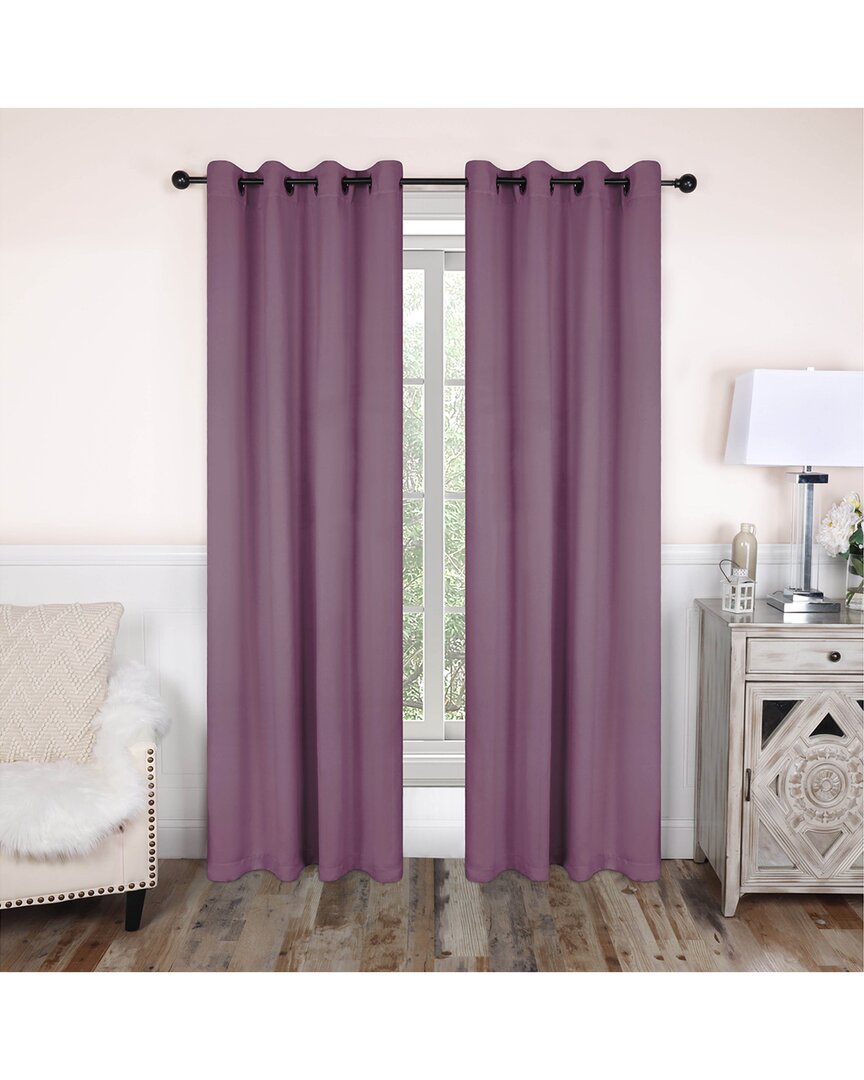 Superior 52x120 Solid Classic Modern Blackout 2pc Curtain Panel Set In Purple