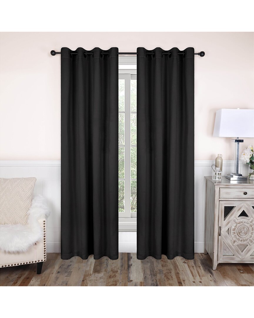 Superior 52x96 Solid Classic Modern Blackout 2pc Curtain Panel Set In Black