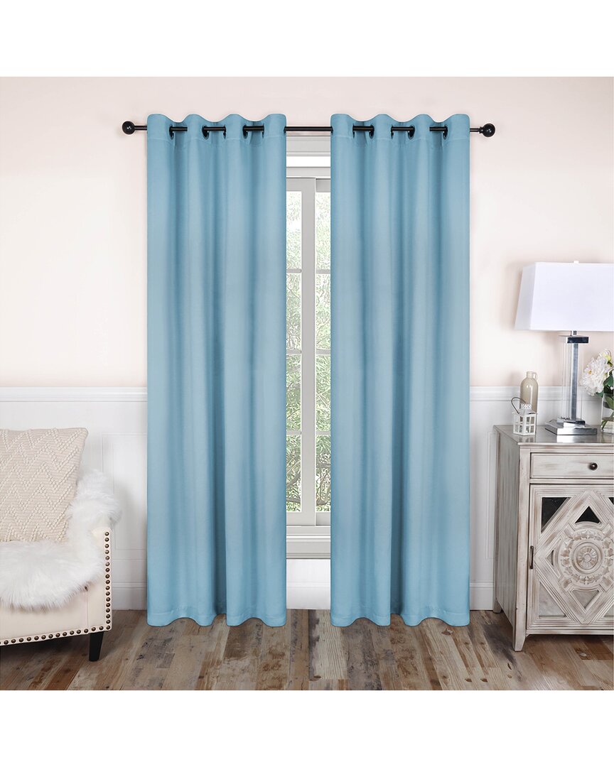 Superior 52x96 Solid Classic Modern Blackout 2pc Curtain Panel Set In Blue