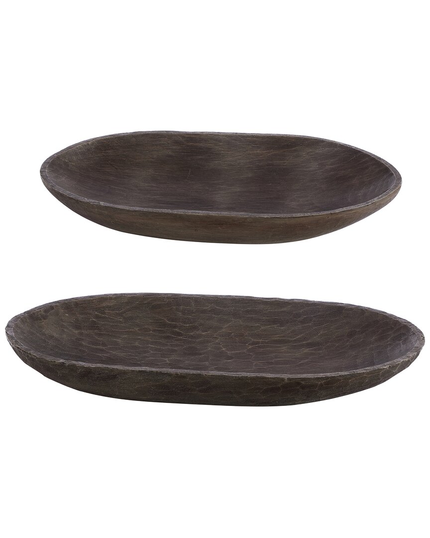 Shop Safavieh Trellen Set Of 2 Wood Decorative Bowls In Brown