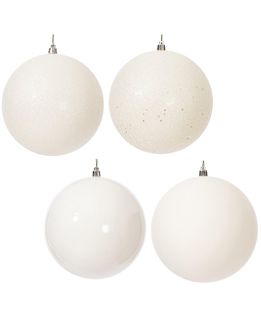 Vickerman Set Of 4 White 4-finish Assorted Ornaments