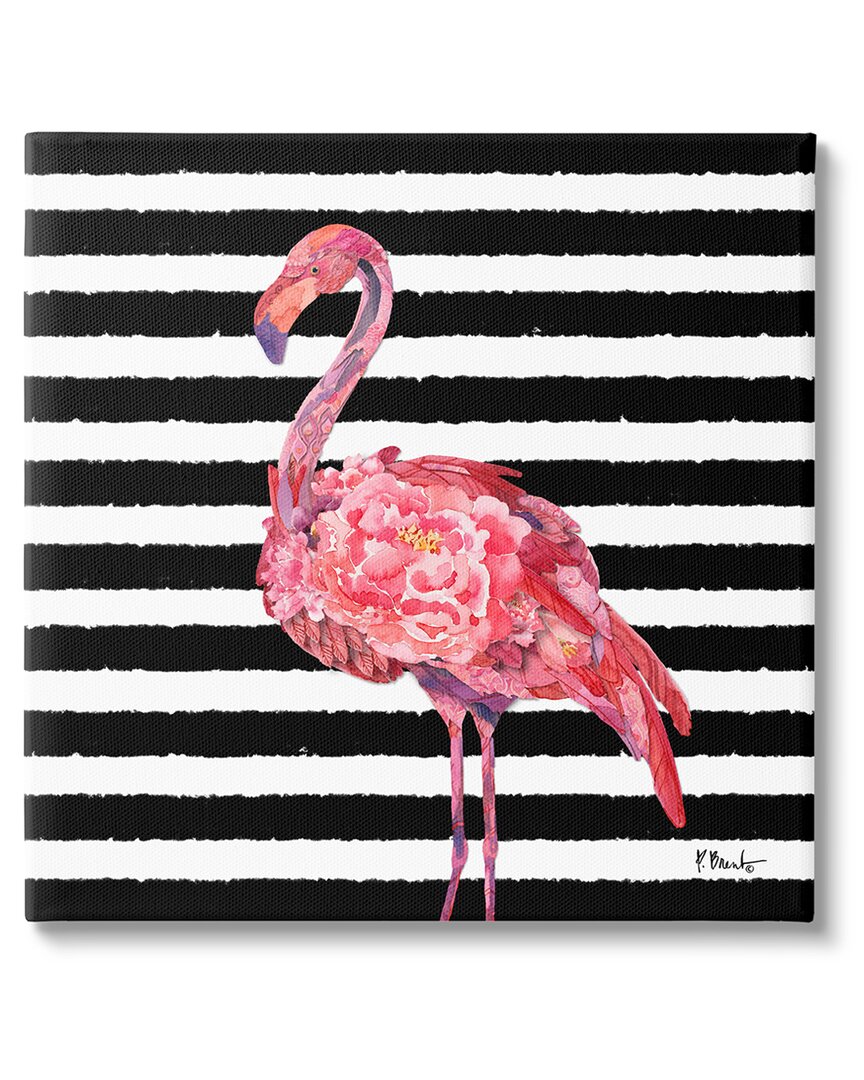 Stupell Blossoming Pink Flamingo Stripes Canvas Wall Art By Paul Brent