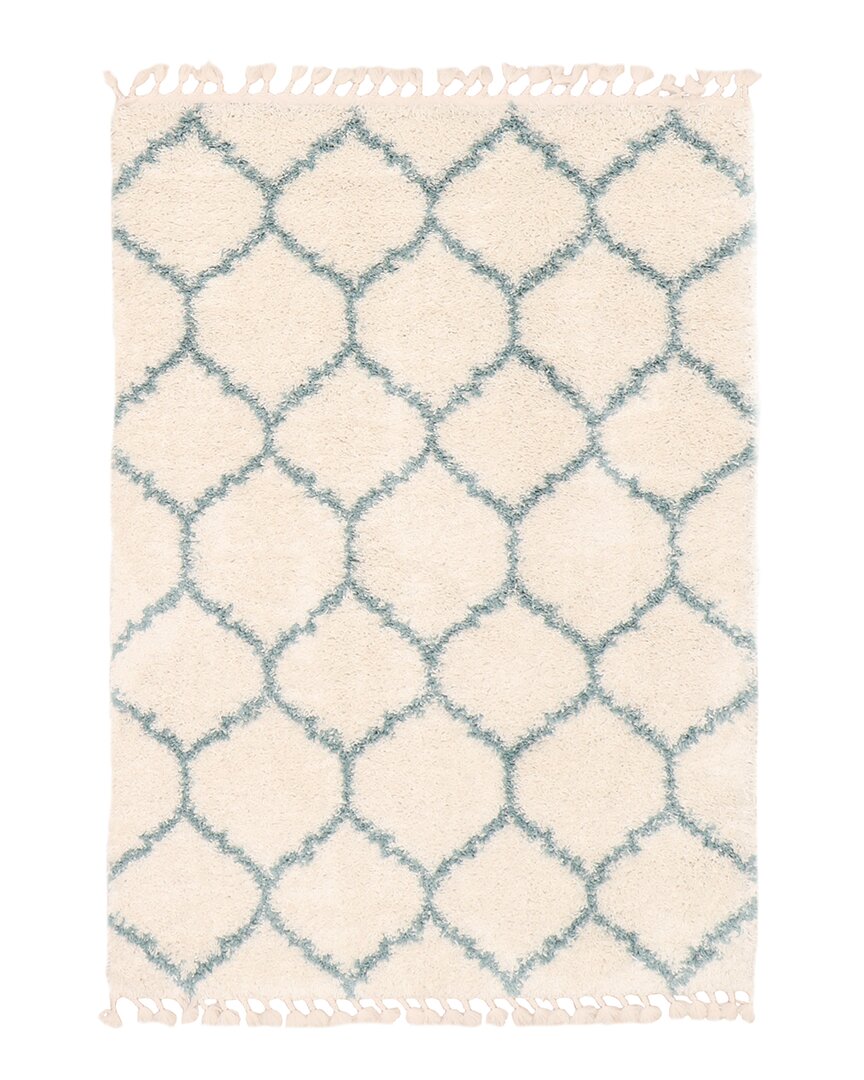 Ecarpet Grammercy Trellis Moroccan Fringed Shag Rug In Cream
