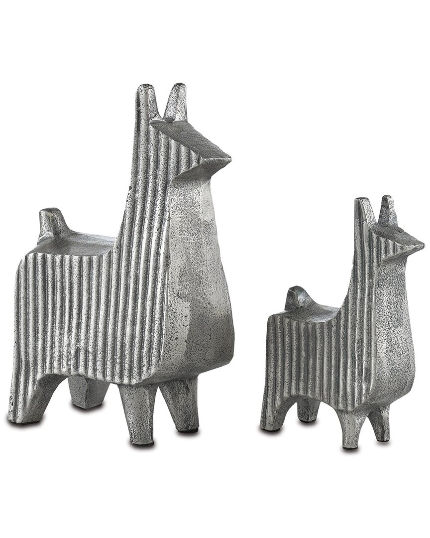 Currey & Company Cria Decorative Llama Set In Silver