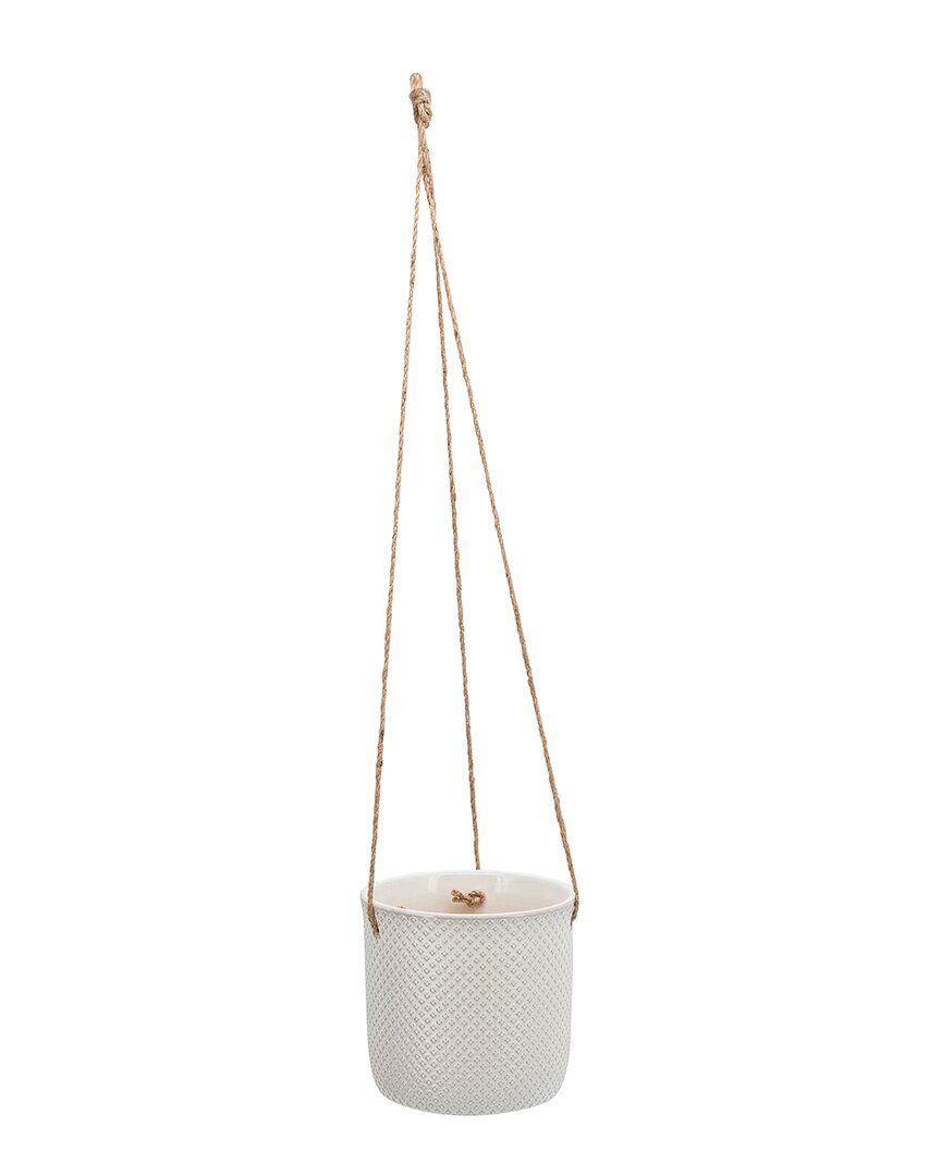 Sagebrook Home 7in Dotted Hanging Planter In White