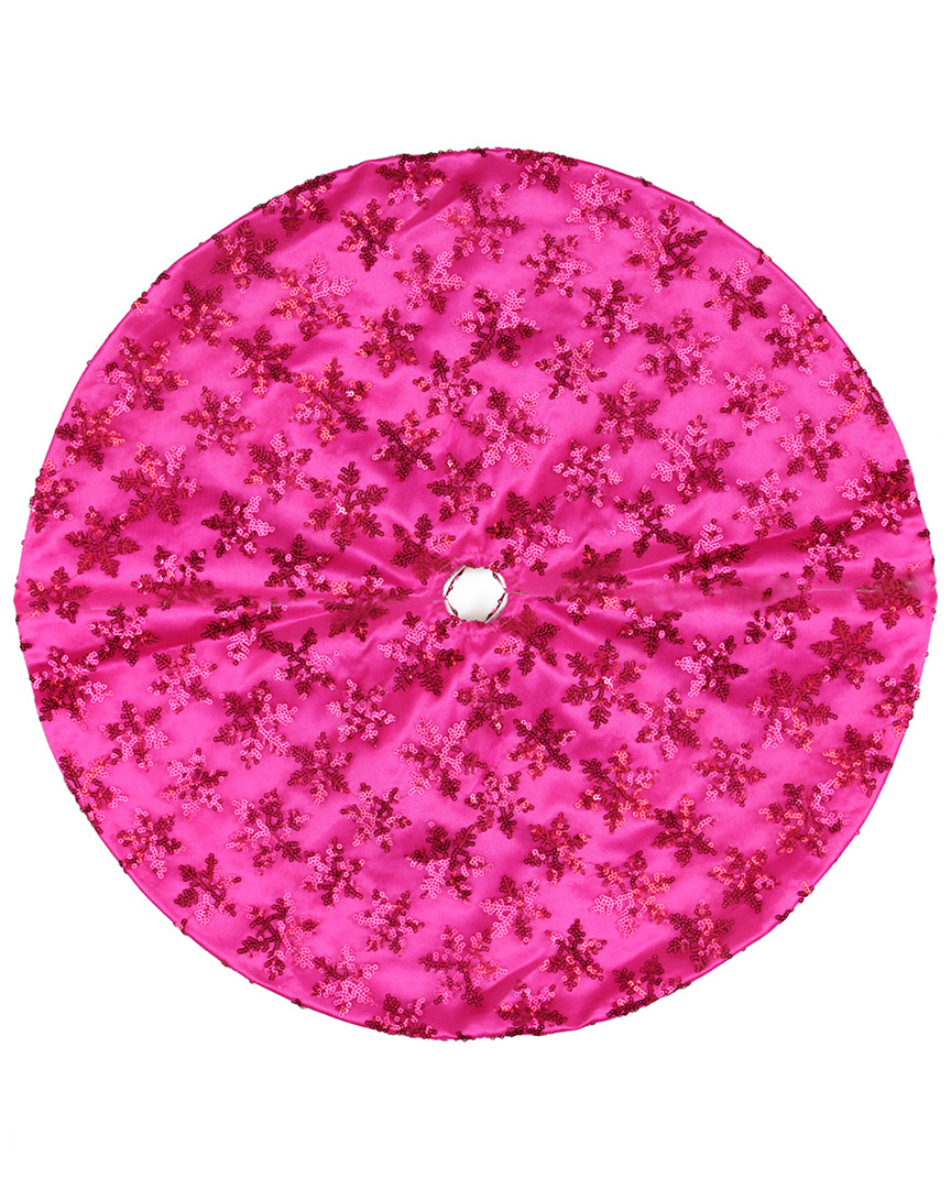 Northlight Discontinued 20in Decorative Pink Sequin Snowflake Pattern Mini Christmas Tree Skirt