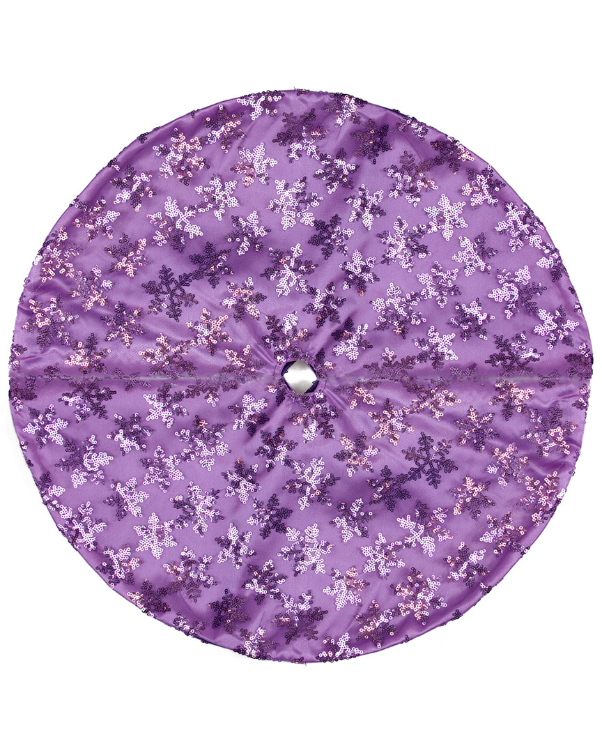 Northlight Discontinued 20in Decorative Purple Sequin Snowflake Pattern Mini Christmas Tree Skirt