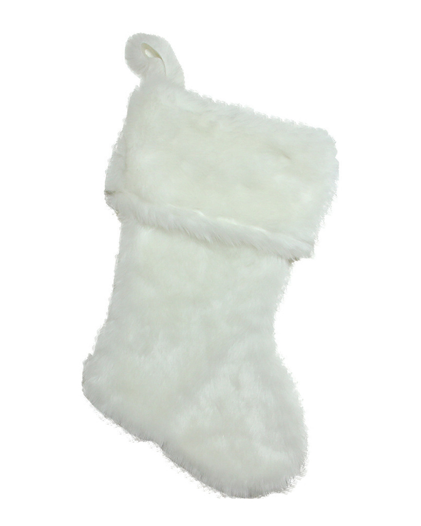 Northlight 20in Ivory White Super Soft Faux Fur Decorative Christmas Stocking