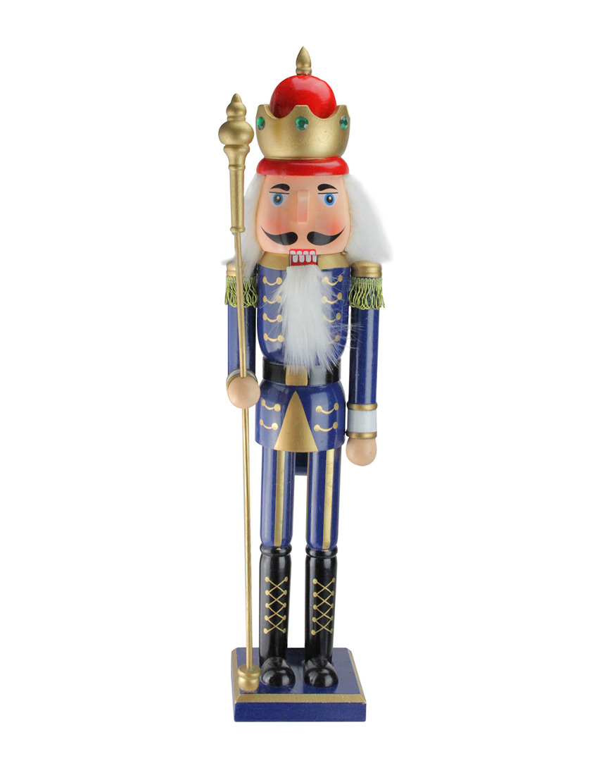 Northlight 24in Blue Wooden Christmas Nutcracker King With Scepter In Multi