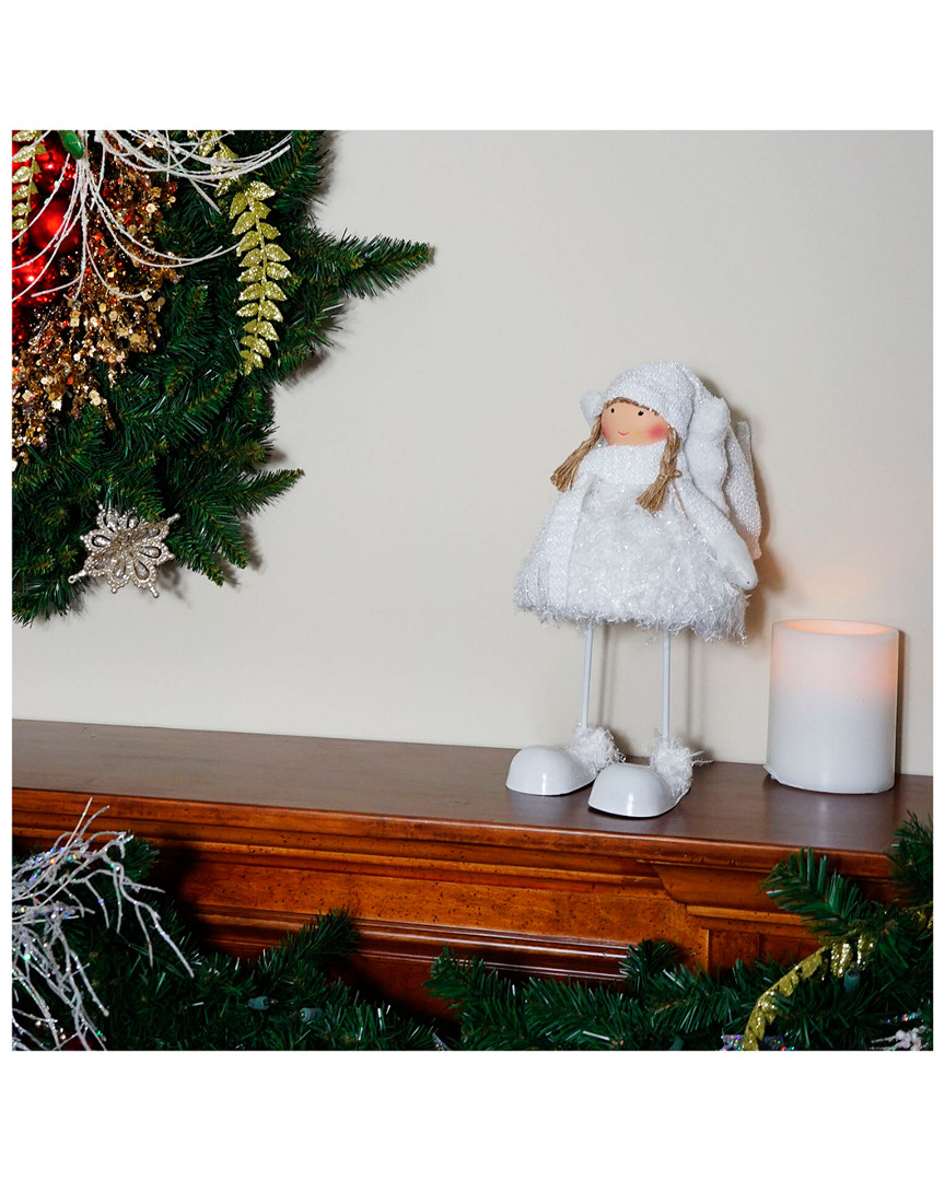 Northlight 24in Snowy Woodlands Plush White Angel Bobble Girl Christmas Figure
