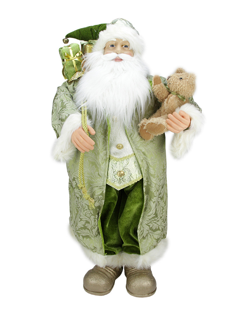 Northlight Discontinued St. Patrick's Irish Standing Santa Claus Christmas Figure With Teddy Bear
