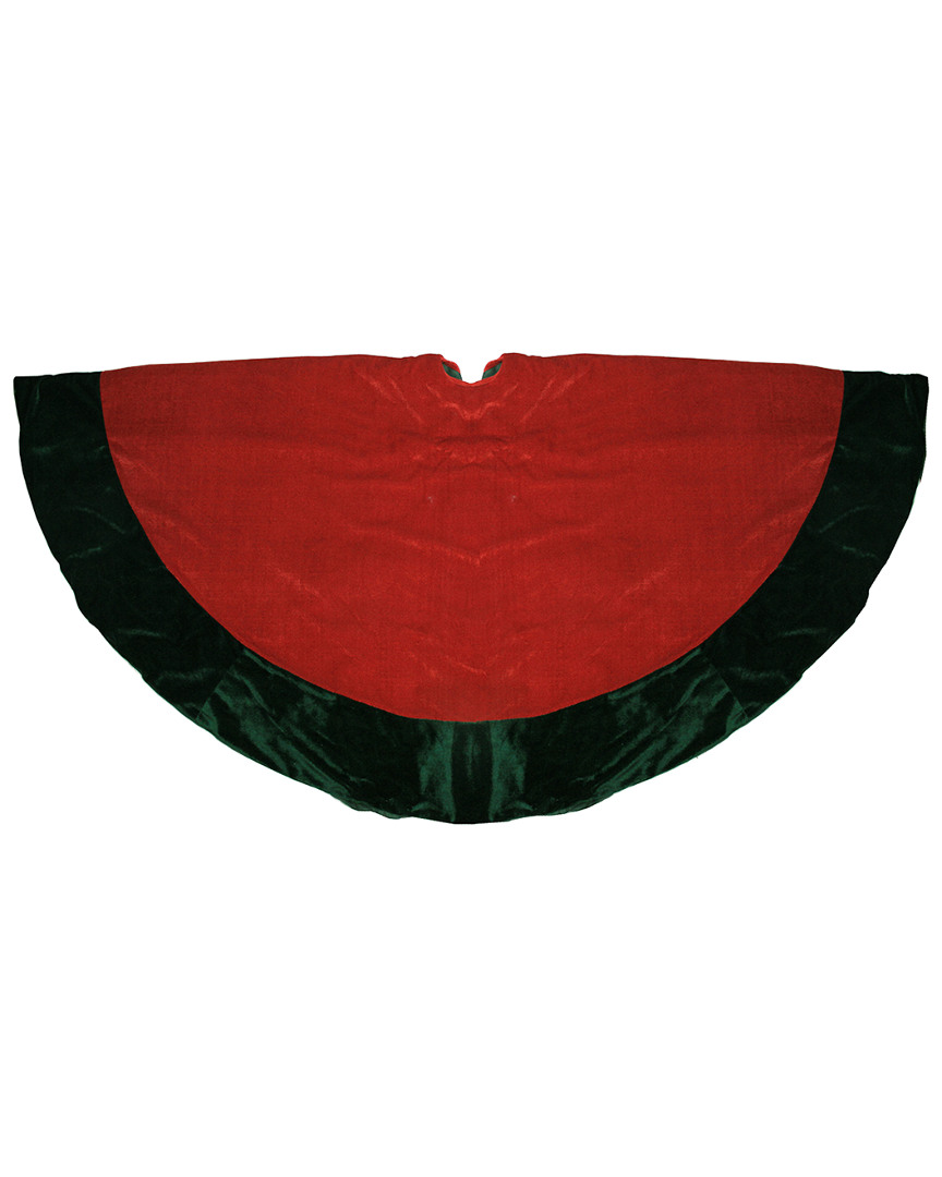 NORTHLIGHT NORTHLIGHT 60IN TRADITIONAL RED & GREEN VELVETEEN CHRISTMAS TREE SKIRT