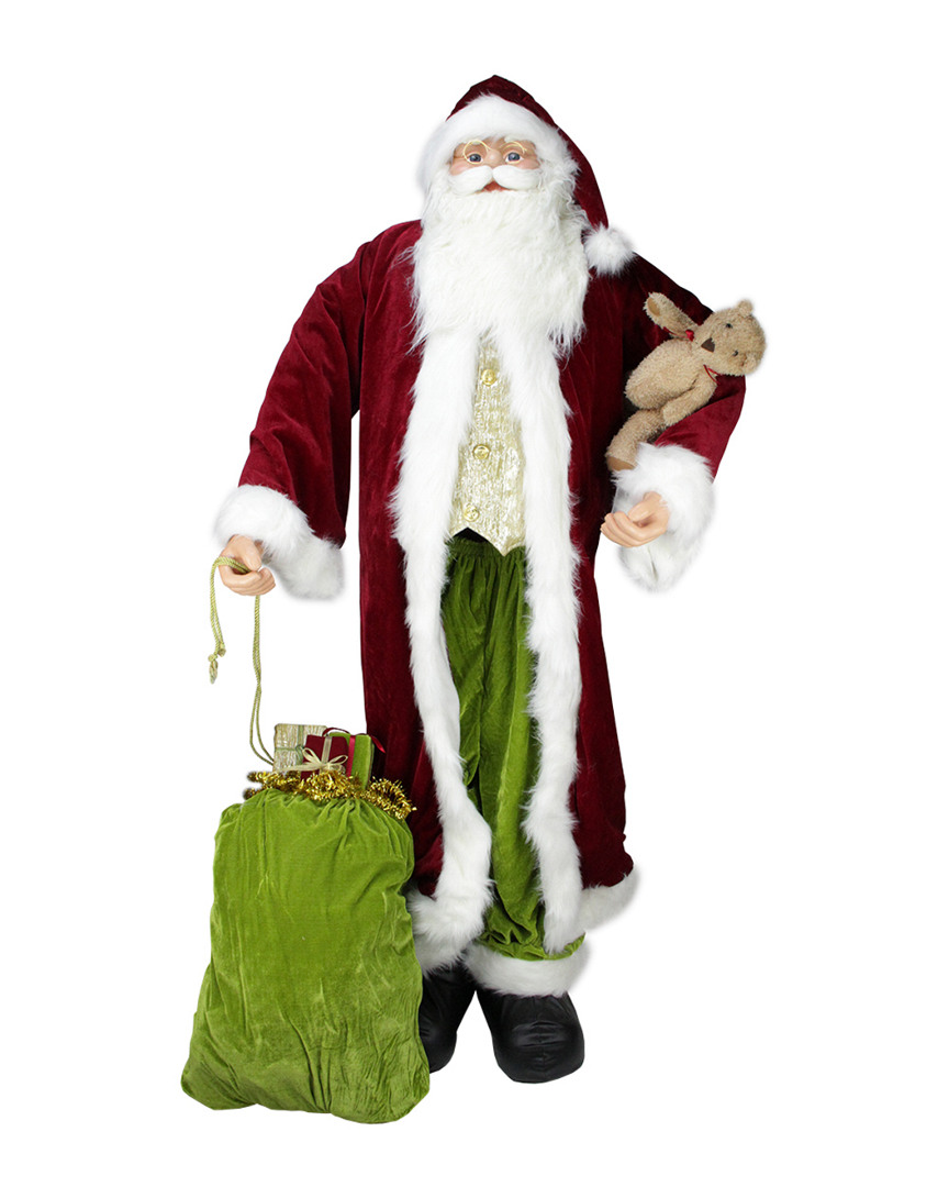 NORTHLIGHT NORTHLIGHT 6' LIFE-SIZE STANDING DECORATIVE PLUSH SANTA CLAUS FIGURE WITH TEDDY BEAR