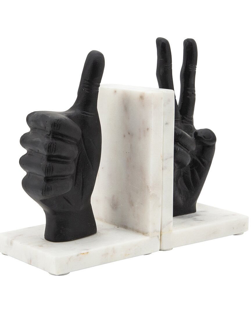 Sagebrook Home Set Of 2 Hand Sign Bookends In Black