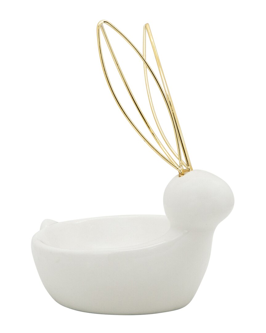 Sagebrook Home 6in Bunny Trinket Tray In White