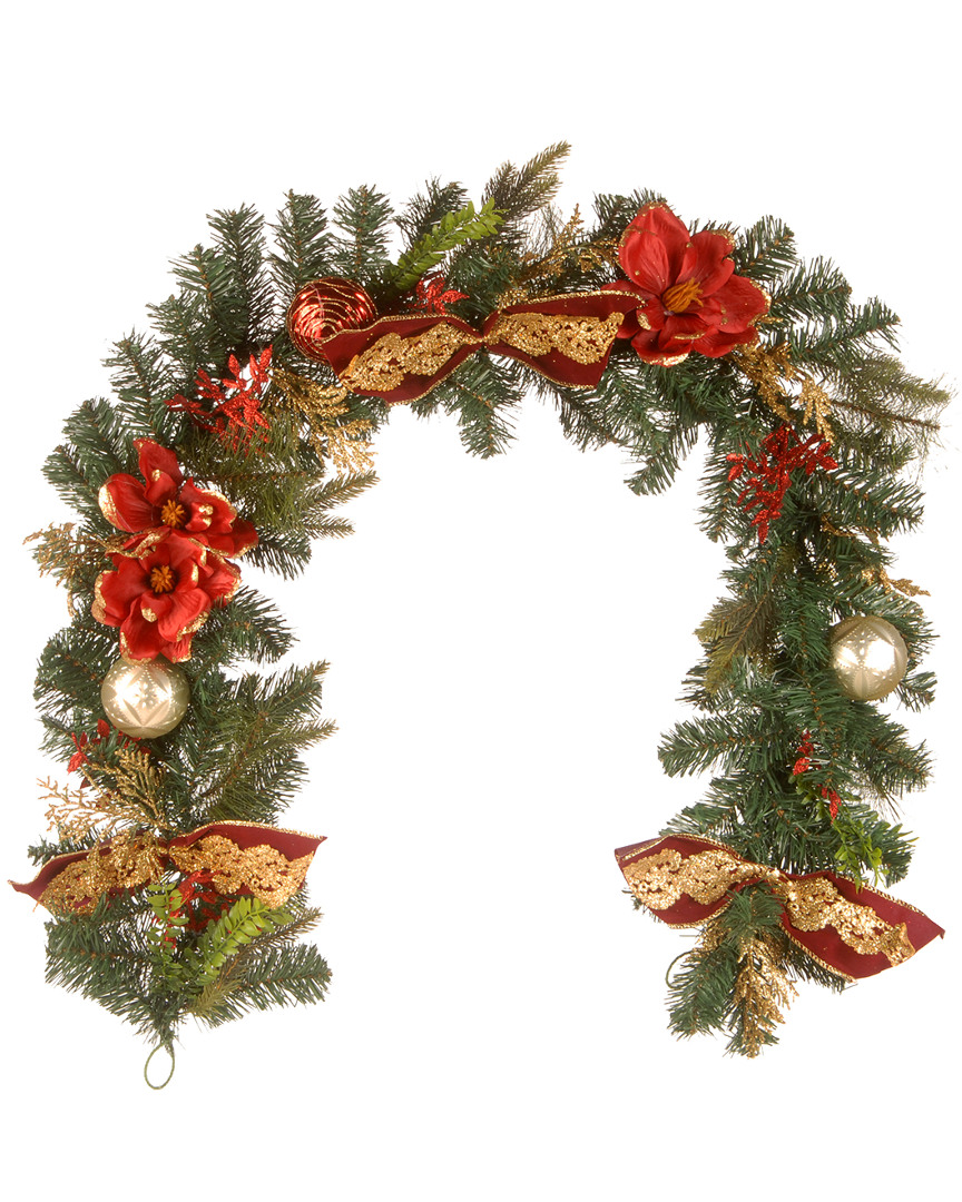 National Tree Company 6'x12" Decorative Garland With Ornaments & Bows