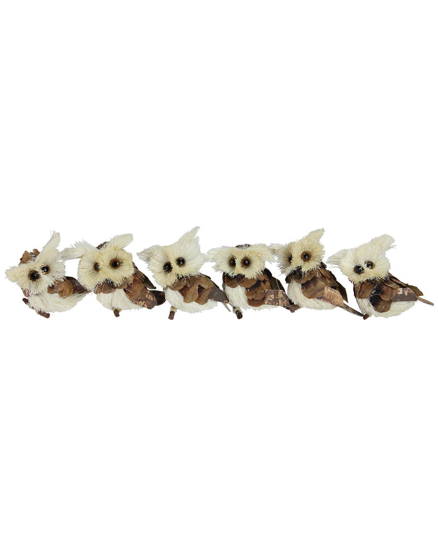 Northlight Pack Of 6 Holiday Moments Brown & Tan Owl Christmas Ornaments