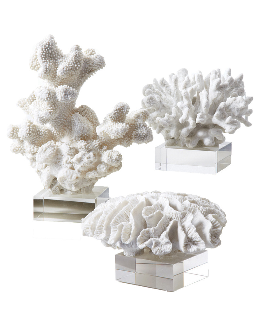 Two's Company Set Of 3 White Coral Sculpture