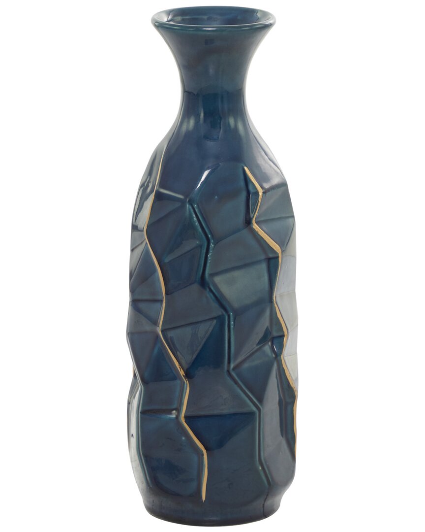 Peyton Lane Faceted Vase In Blue