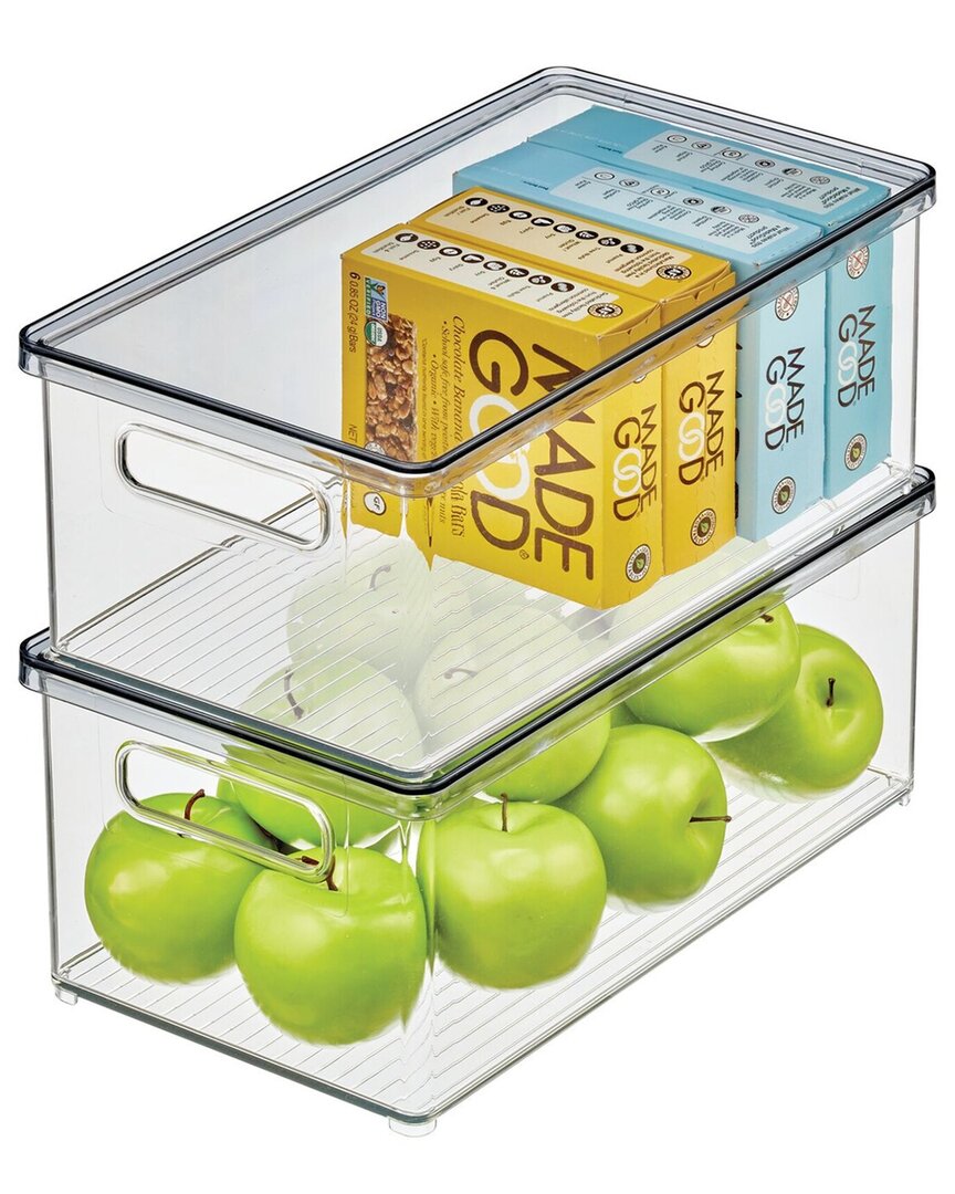 M DESIGN M DESIGN SET OF 2 PLASTIC BINS WITH SMOKED LIDS
