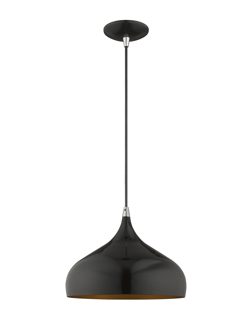 Livex Lighting Livex Metal Shade 1 Lt Shiny Black Mini Pendant In Black