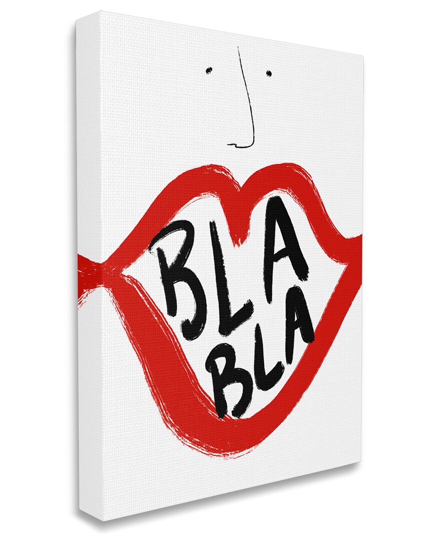 Stupell Industries Bla Bla Text Modern Face Bold Red Lips Stretched Canvas Wall Art By Atelier Posters In Red