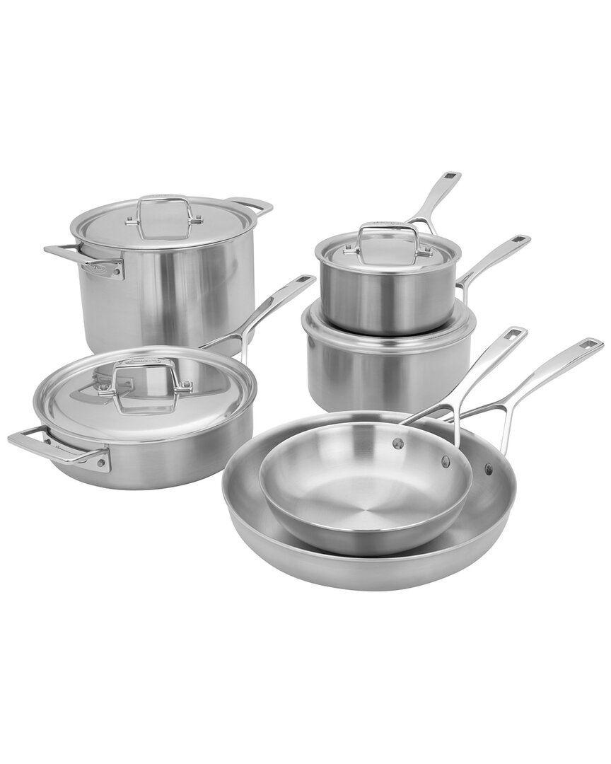 Demeyere Essential 5-ply 10pc Stainless Steel Cookware Set In Metallic