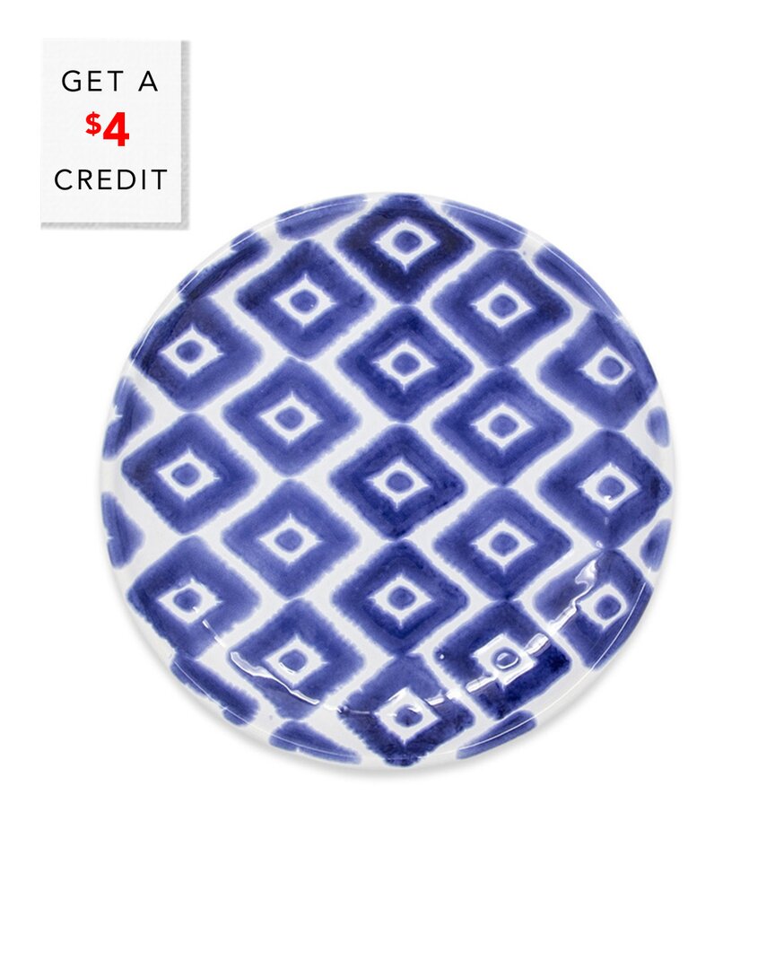 Vietri Viva By Santorini Diamond Cocktail Plate With $2 Credit In Blue
