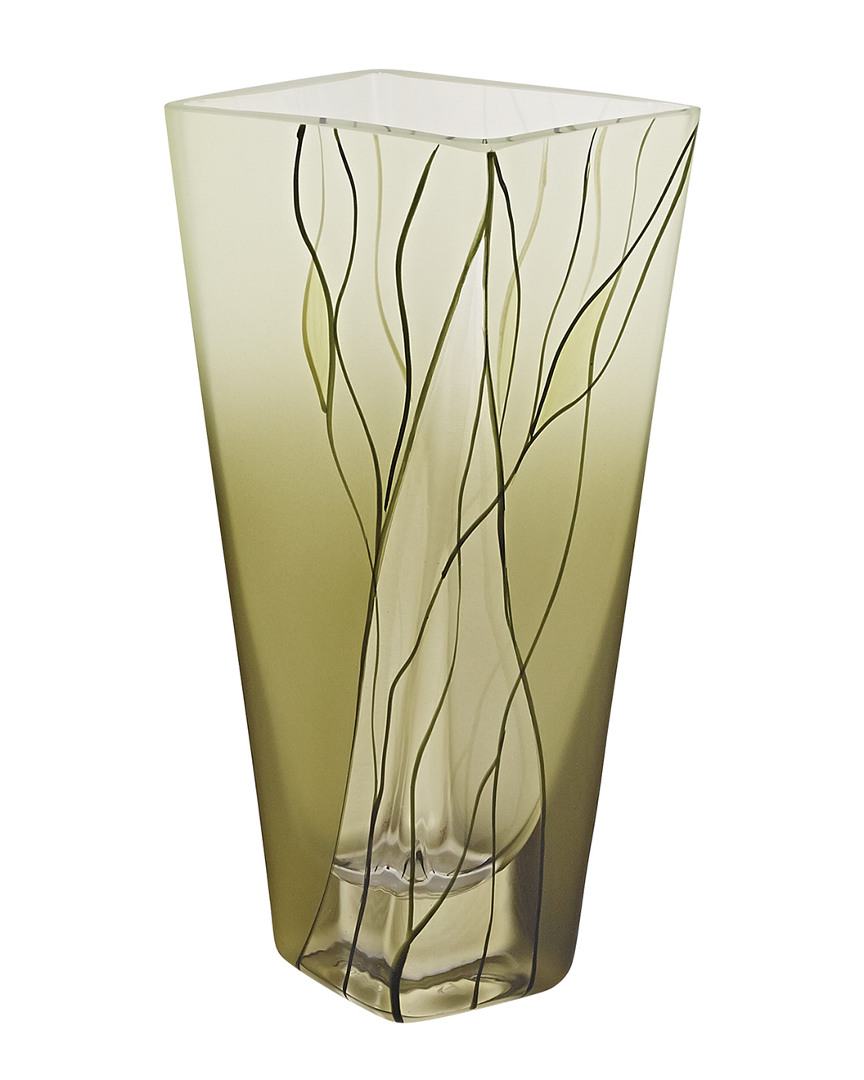 Badash Crystal Evergreen 8 Inch Square Vase In Green