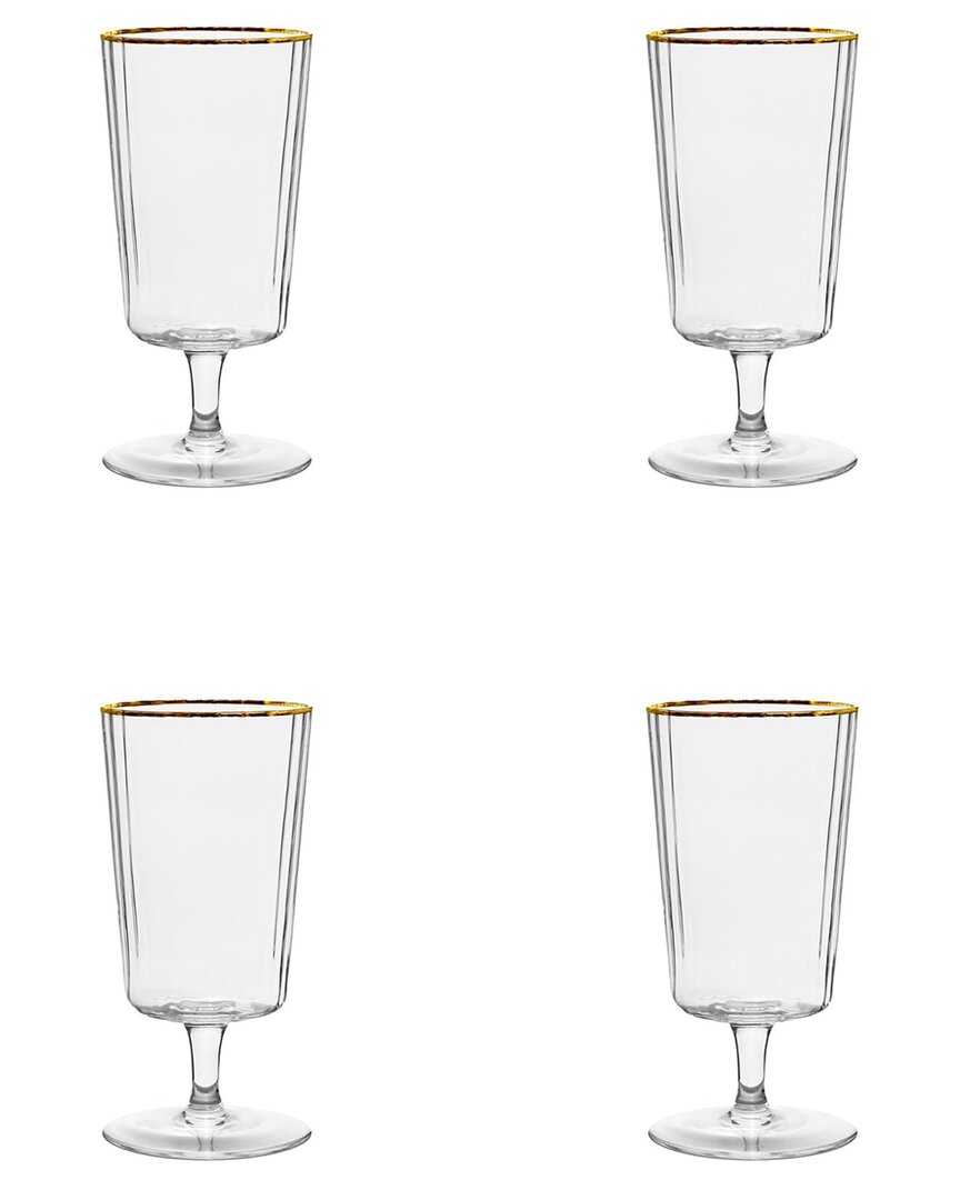 10 Strawberry Street Set Of 4 Grace Gold Rim Glassware: Water Goblet