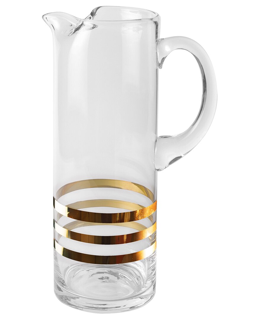 Shop Barski 3 Striped Handmade Glass Pitcher With Handle In Clear