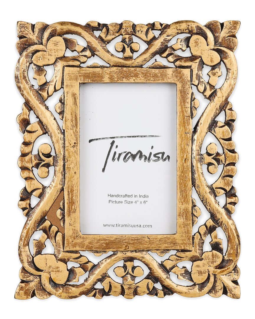 Tiramisu Luxe Carving Wood Photo Frame In Gold