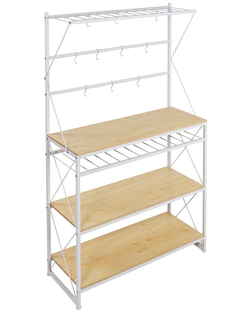Honey-can-do Bakers Rack With Wine Storage In White
