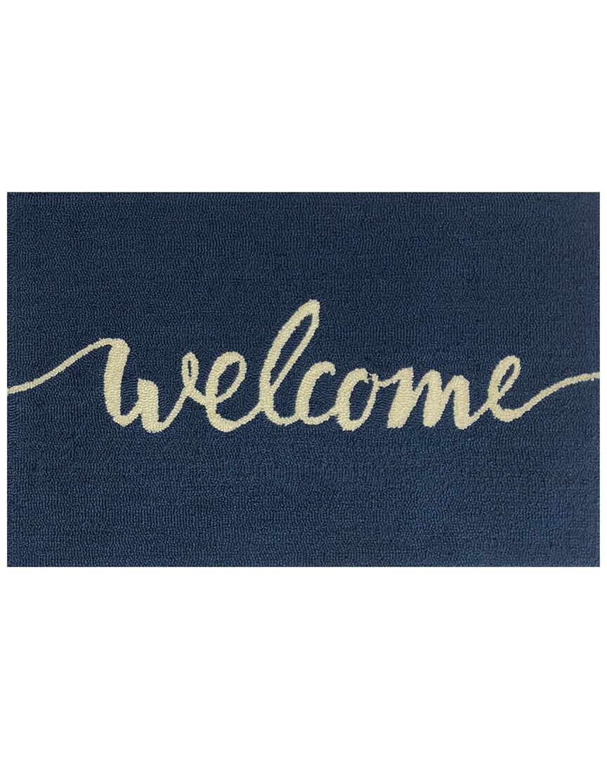 The Rug Market Welcome Script Indoor/outdoor Doormat In Blue