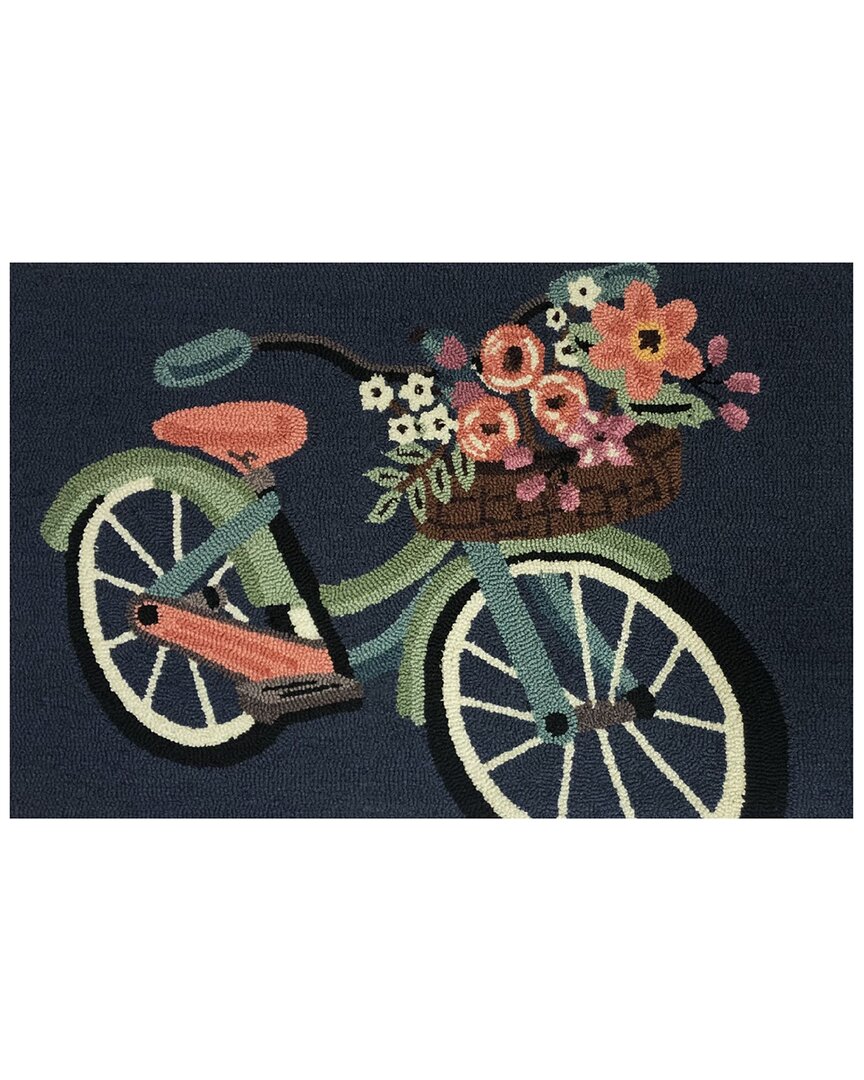 The Rug Market Blossom Bike Indoor/outdoor Doormat In Blue