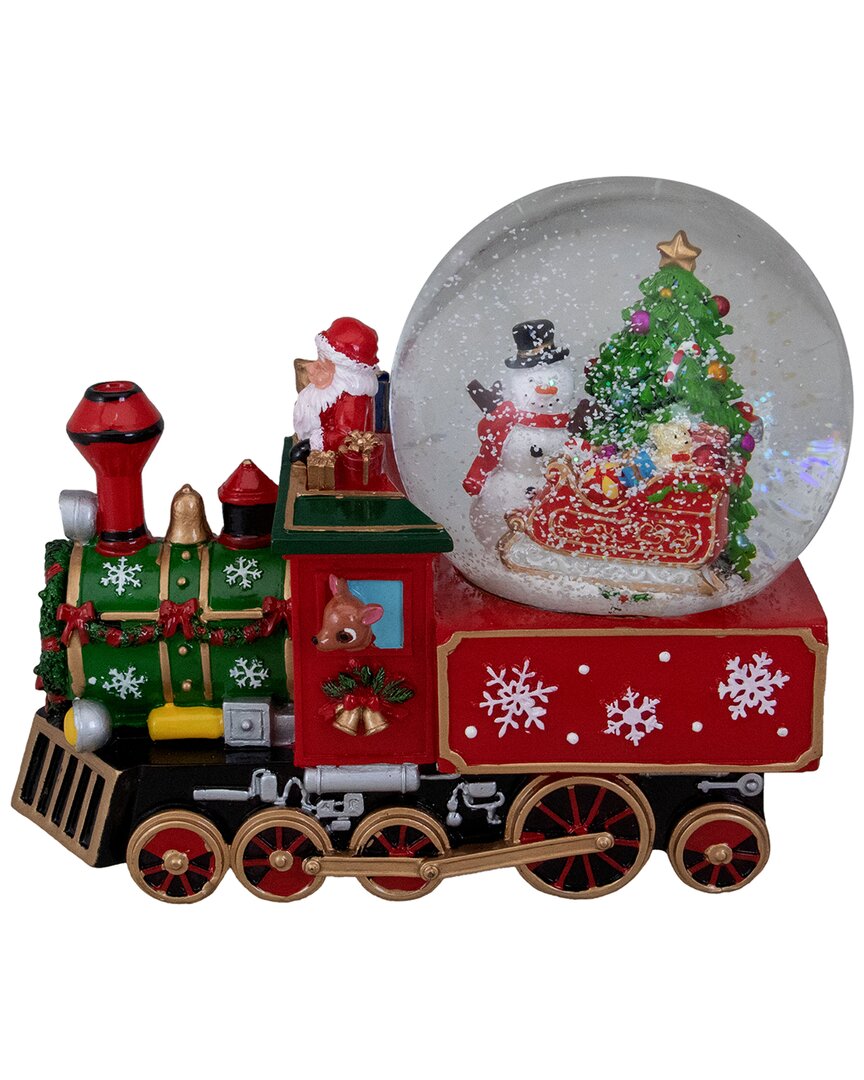 Northlight 8.5in Green & Red Christmas Train Snow Globe In Red