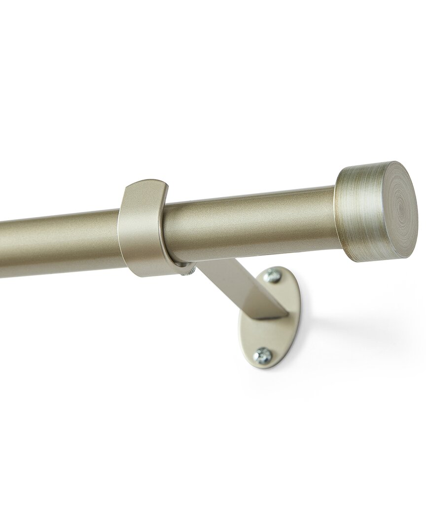 Threadmade Serena Single Curtain Rod With Contemporary Cap Finial In Gray