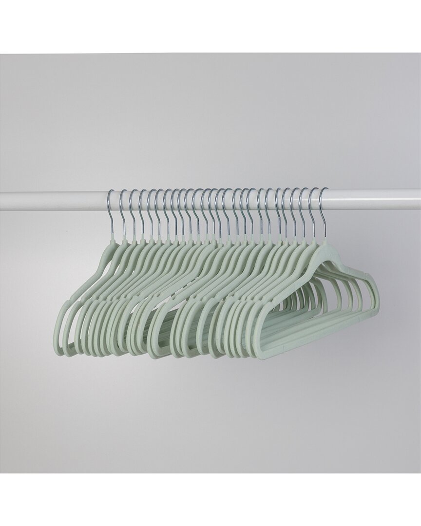 Shop Honey-can-do Slim-profile Non-slip Velvet Clothes Hangers 25 Pack In Green