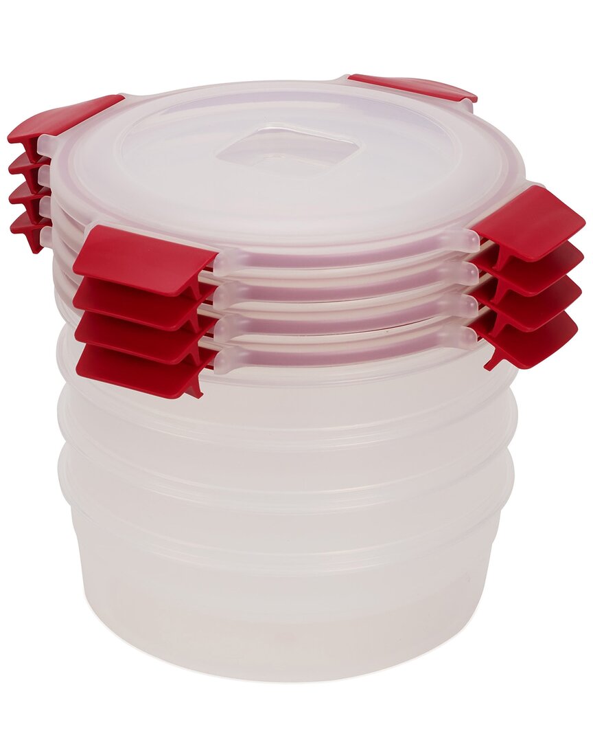Joseph Joseph Nest Lock 8pc Round Food Storage Container Set In Red