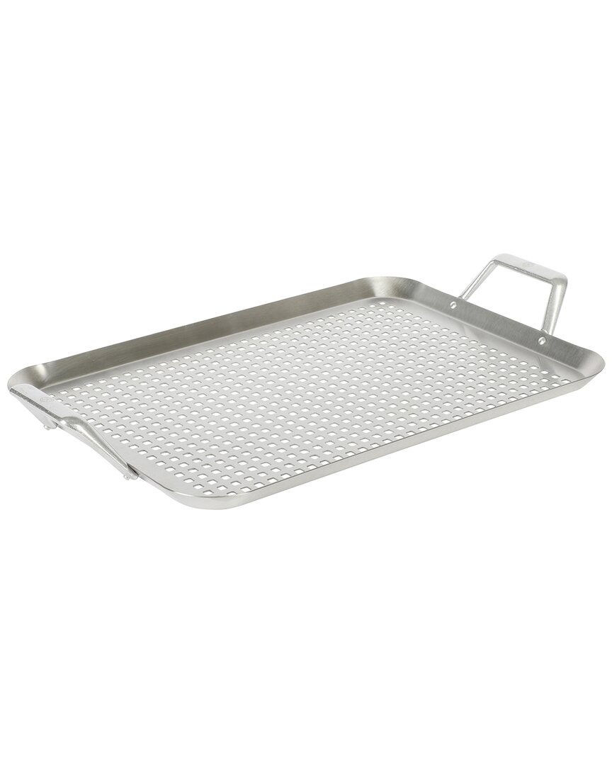 Martha Stewart Amber 17x12 Rectangular Bbq Grill Topper With Handles In Silver