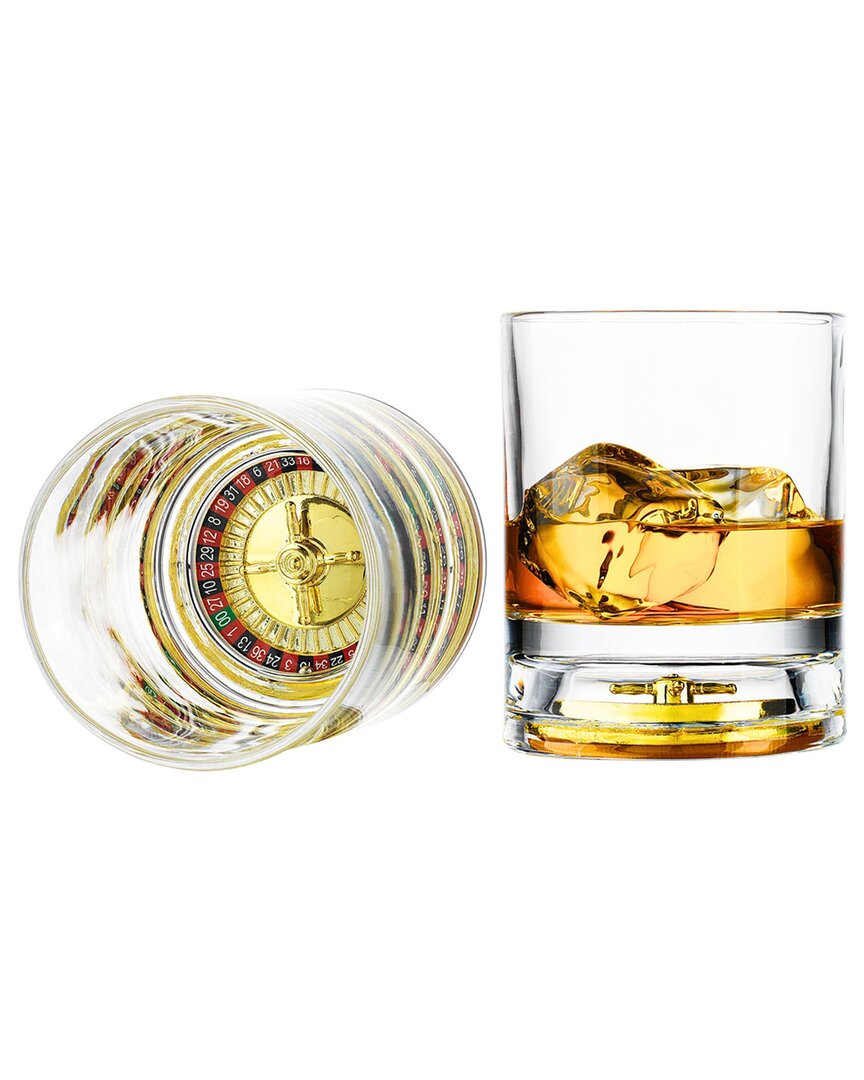 Godinger Set Of 2 Roulette Double Old Fashioned Glasses